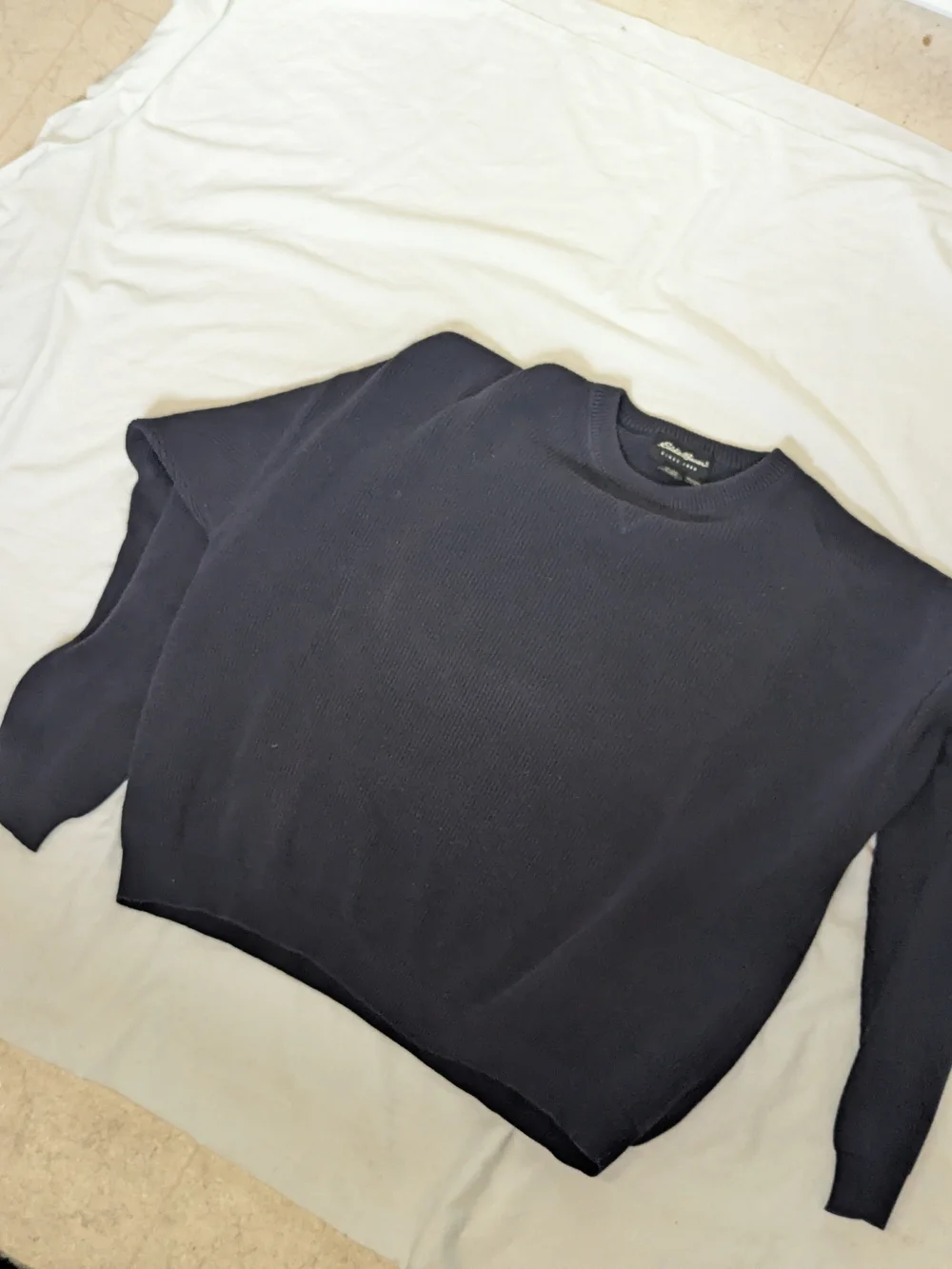 Vintage 1998 Eddie Bauer Sweater Mens Large Navy Blue Knit 100% Cotton Heavy